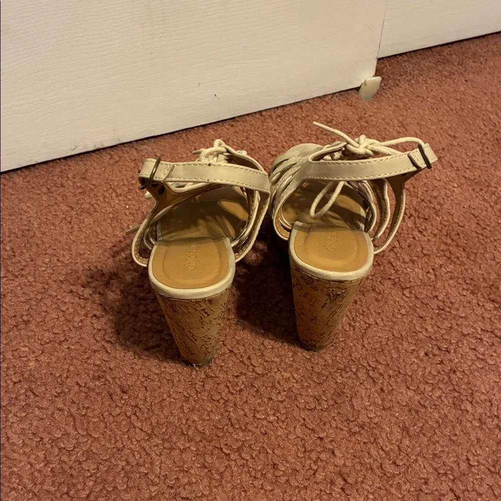 City Classified Cream Lace-Up Sandals - Picture 3 of 6